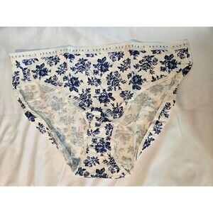 Victoria’s Secret  Blue and White Fl Print Cotton High Leg Underwear Panties XXL